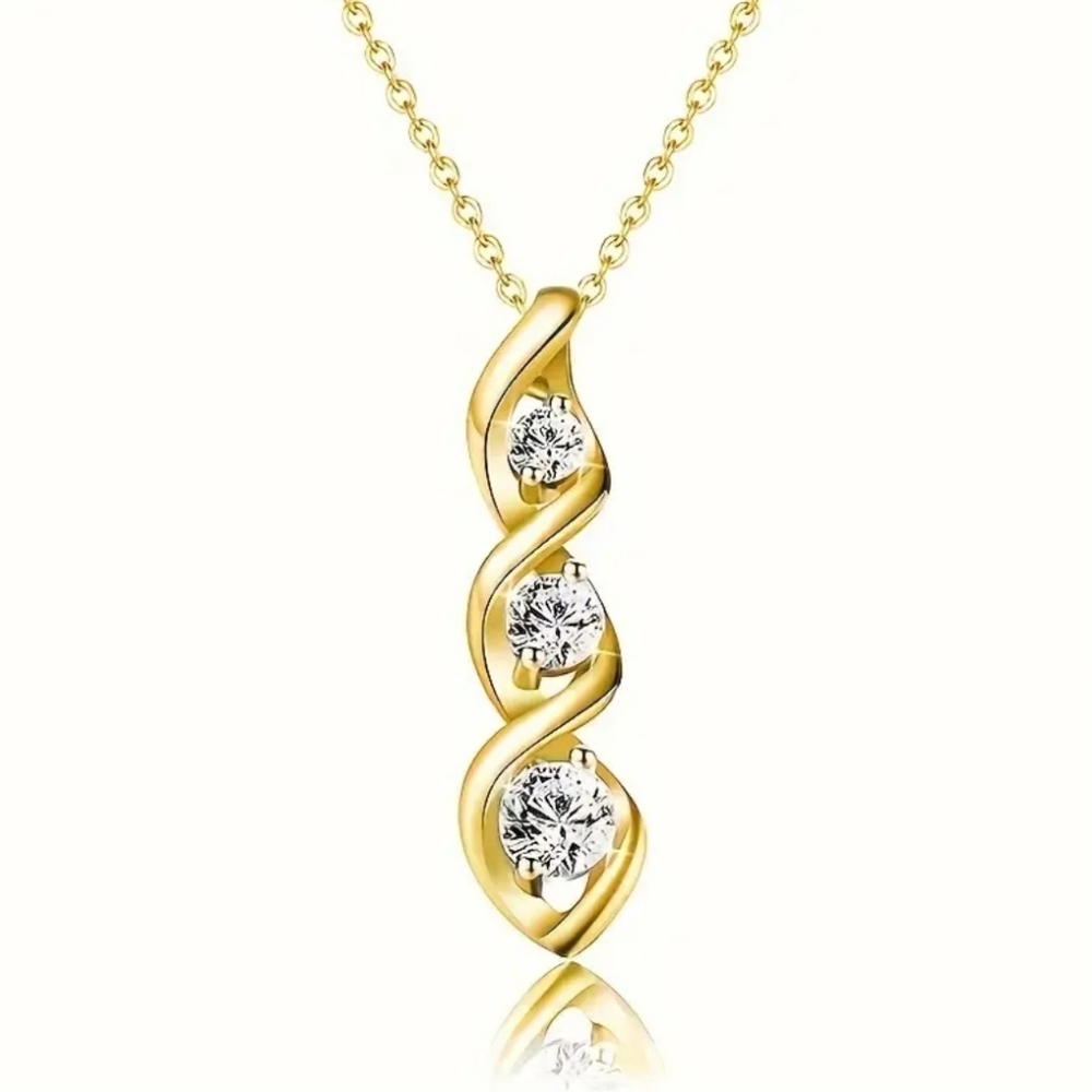 Gold Spiral Twist Diamond Necklace